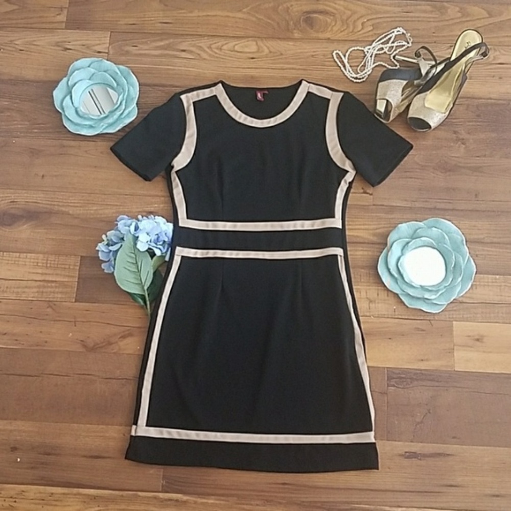 BLACK & TAN COLORBLOCK DRESS